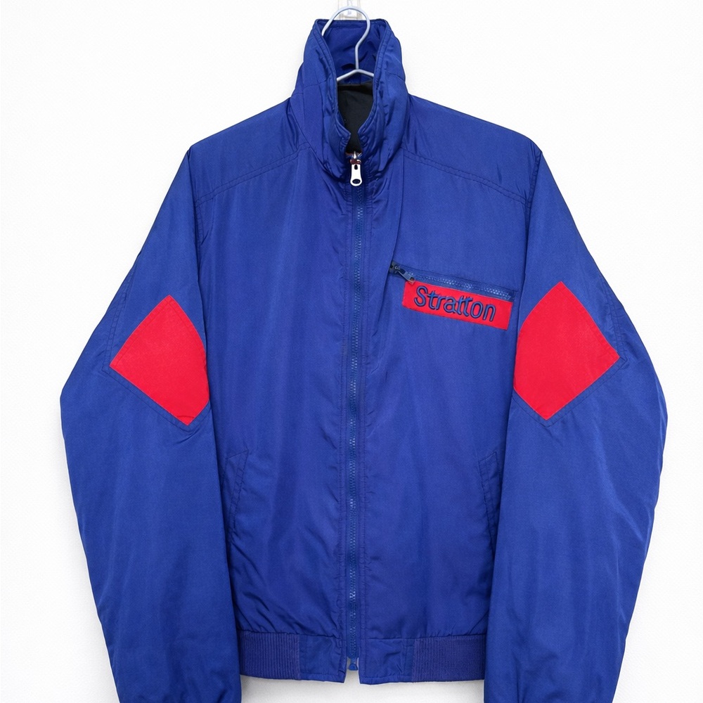 Vintage Stratton Colorblock Puffer Jacket Blue Red Retro Ski Jacket Men’s M
